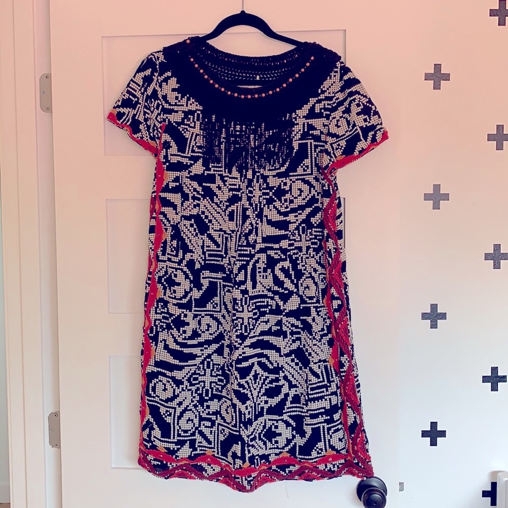 Anthropologie Floreat fringe dress size large